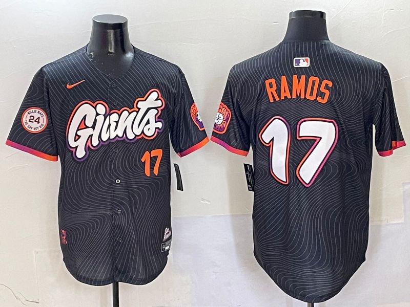 Men San Francisco Giants #17 Ramos Black Second generation Joint Name 2025 Nike MLB Jersey style 2